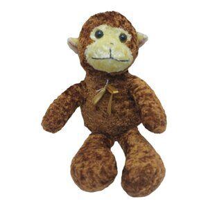 Unlimited Trading Group Monkey Ape Chimp Stuffed Plush Brown 10" gold bow